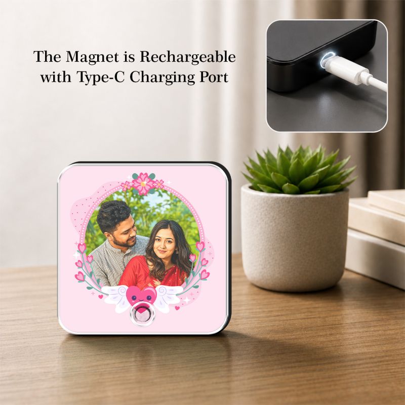 Personalised Musical Fridge Magnet, Custom Photo and Song, Rechargeable Battery, Type-C USB Charging, Gift for Anniversaries, Weddings, and Birthdays